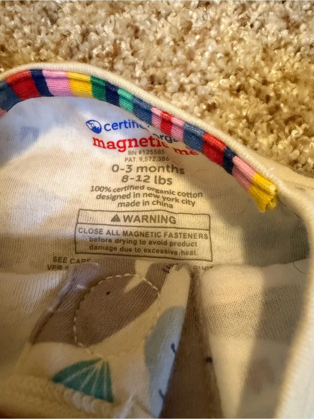Magnetic Me Organic Cotton Magnetic Footie Size 0-3M Little Lovin Animals